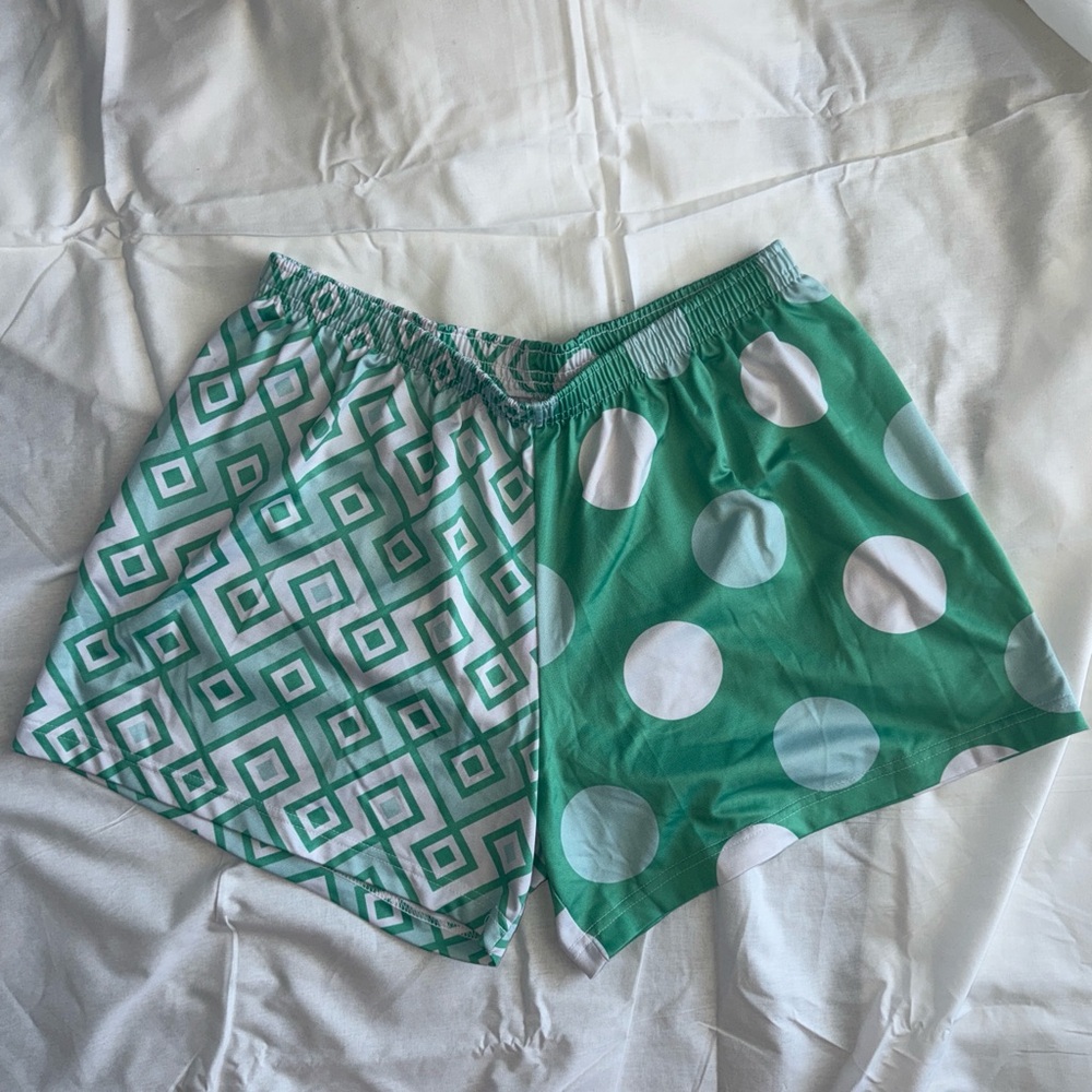 Unbranded Women's Athletic Shorts in Mint Green Geo & Polka